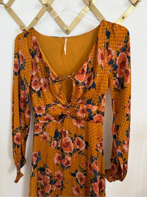 Free People Morning Light Ruched Floral Tie-Front Mini Dress 4 thumbnail 10