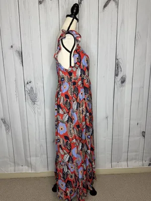 Ee:some Floral Tiered Ruffled Maxi Sundress Size L Smocked Back Sleeveless thumbnail 4