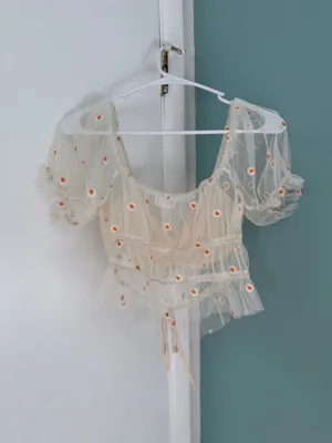 floral mesh top Tan thumbnail 3