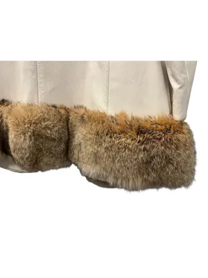 Rare Vintage 70s Back Street White Leather Penny Lane Coat Real Fur Trim Size 8 thumbnail 11