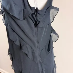 Abercrombie & Fitch Black Ruffle Asymmetrical Handkerchief Hem Midi Dress‎ Large thumbnail 9