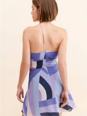 Hutch Halter Cutout Mini Dress in Lavender Abstract Print* small flaw thumbnail 3