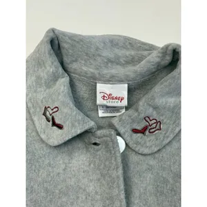 Disney Store Fleece Jacket Womens L Light Gray Mickie & Minnie Button Disneyland thumbnail 5