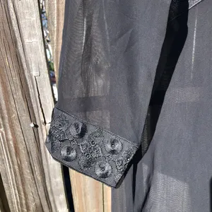 Abaya Black light weight Sheer Open Front Tie Front Size L thumbnail 4