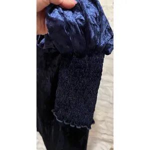 Rihoas Blue Velour Velvet Long Sleeve Wrap V-Neck dress Medium thumbnail 4