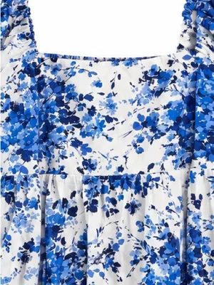 Tuckernuck Cecily Midi Dress Womens XXL Blue White Floral Flutter Sleeve thumbnail 5