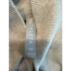 Athleta XS Cozy Karma Side Zip Funnel Neck Sweatshirt Off White‎ Fleece Lined thumbnail 6