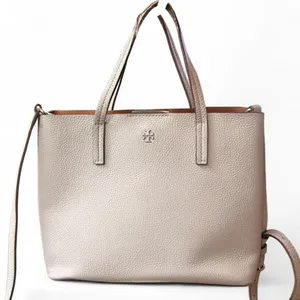 Tory Burch Blake Small Pebbled Leather Tote Gray Crossbody Satchel Bag thumbnail 1