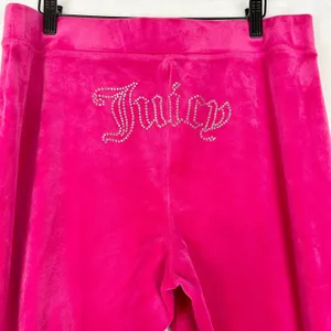 Juicy Couture Big Bling Velour Track Pants Size Large Pink Y2K thumbnail 3