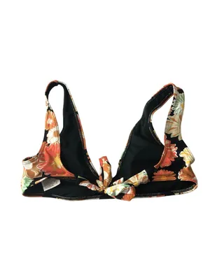 Roxy Standard Beach Classics Bralette Bikini Top Tie Back Floral Print Black S thumbnail 4
