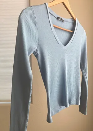 Brandy Melville Light Blue V Neck thumbnail 2
