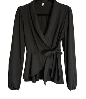 HALARA Black Wrap Blouse thumbnail 1
