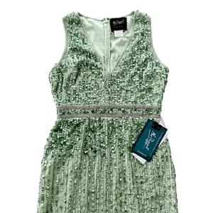 Mac Duggal Sage Green Full Bead Sequin Midi Dress Size 6 NEW #93606 Wedding Prom thumbnail 6