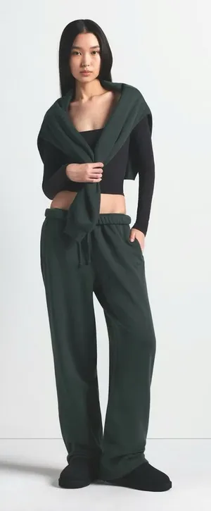 Skims Cotton Fleece Classic Straight Leg Sweatpants Size XS NWT in Spruce thumbnail 1