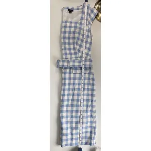 Ann Taylor Blue White‎ Gingham Sheath Dress Belted Square Neck Size 2 thumbnail 6