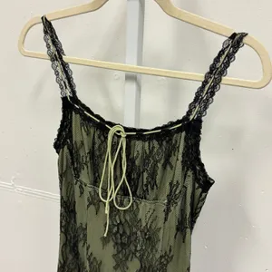 NWT Cider Women's‎ Lace Cami Midi Dress Green Black S Vintage Inspired thumbnail 5