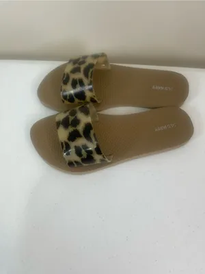 Old Navy Leopard-Print Slide Sandals in Tan and Black thumbnail 2