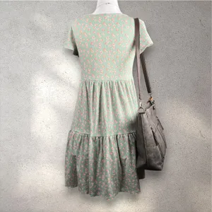 See You Monday Floral Tiered Dress Women's M Green Cottage Bloomcore Coquette thumbnail 2