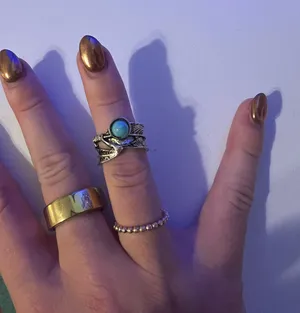 silver opal ring with feather design #boho #festival thumbnail 1
