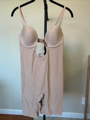 SKIMS All In ONE Deep Plunge Shapewear Mid Thigh Bodysuit size L Clay NWT thumbnail 5