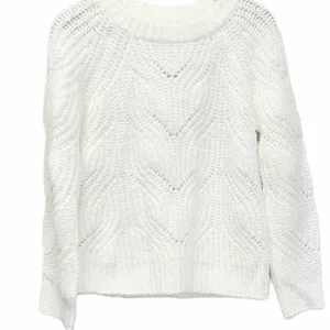 Kensie White Pointelle Knit Chevron Crewneck Sweater Size Large NEW thumbnail 2