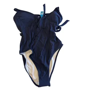 Cupshe Navy Blue Textured Wrap One Piece Swimsuit‎ NWT Womens Size Medium thumbnail 2