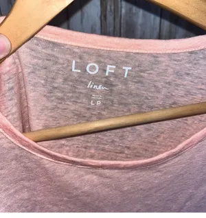 Loft Linen Pink Puff Sleeve Blouse •Large Petite thumbnail 4