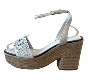 Tory Burch Roselle Platform Espadrille Wedges‎ White Leather 10 thumbnail 1