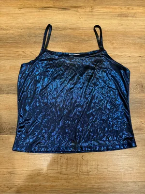 Y2K Metallic Blue Satin Cami with Thin Straps - Women's Top thumbnail 5