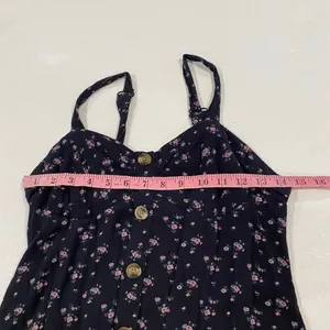 American Eagle Floral Babydoll Mini Dress Women Small Navy Button Front Sundress thumbnail 4
