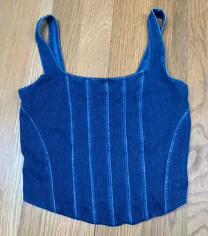 Express Body Contour‎ Denim Corset Top Medium Wash Blue Square Neck Tank Medium thumbnail 1