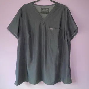 Figs 3X Gray V-Neck Shirt Short Sleeve Scrubs Lab Work Office thumbnail 1