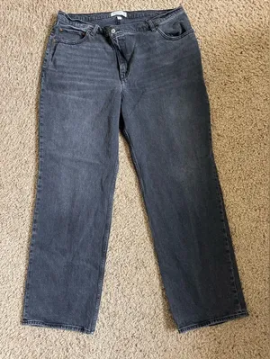 Abercrombie & Fitch Distressed Black Gray 90’s Relaxed Jean High Rise Size 34/18 thumbnail 1