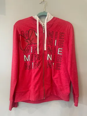 Disney Red Minnie Graphic Zip-Up Hoodie ladies medium to large fit like new thumbnail 1