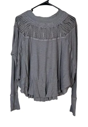 Free‎ People Gray Long Sleeve Raw Hem Pullover Sweater XS thumbnail 1