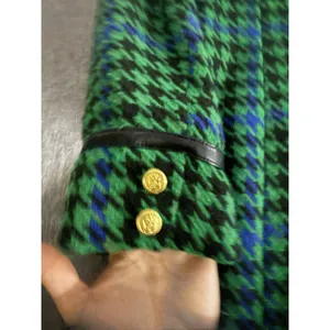 Avec Les Filles Women Houndstooth Leather Trim Blazer Jacket L Chic Plaid 70s thumbnail 11