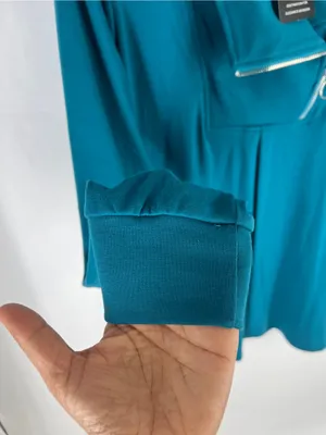 Valolia Teal Zipper Lapel Swing Tunic Top Size M NWT thumbnail 7