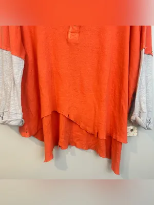 NWT We The Free People Star Henly Orange & Grey Distressed Oversized Top Small thumbnail 10