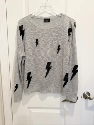 VICI Grey and Black Lightning Relaxed Fit Sweater Slouchy size Snall thumbnail 2