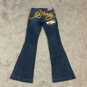 Ed Hardy Flare Jeans Womens 26 True Love Dagger Love Eternal Embroidered Y2K thumbnail 7