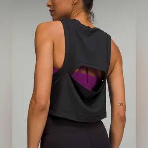 Lululemon Open-Back Cropped Training Tank Top - Black - 8 thumbnail 4