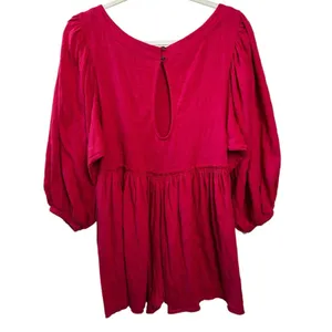 Free People Beyond Obsessed Long Sleeve Romper in Hot Pink X-Small Boho Preppy thumbnail 3