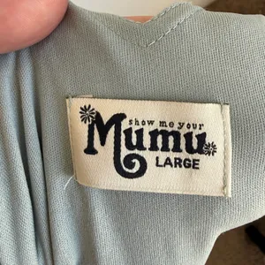 Show Me Your Mumu SMYMM Sz‎ L Kendall Maxi Dress Silver Sage Crisp Slit Flowy thumbnail 7