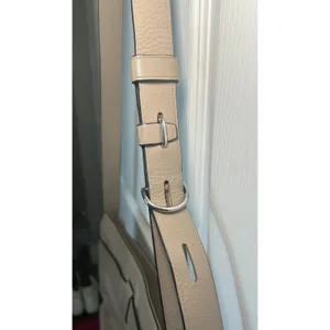 Tory‎ Burch Crossbody Bag Pebbled Leather Taupe Silver Logo Buckle Medium Greige thumbnail 4