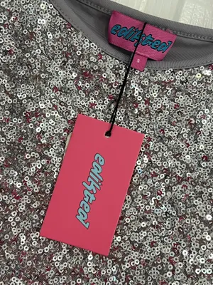 Edikted Y2K Silver Sequin Cami Tank Top Clubwear Disco Glam Party Size S NWT thumbnail 4