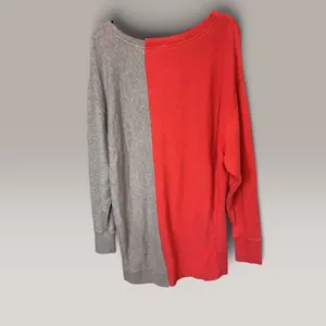 Free People Two Tone Colorblock Oversized Sweatshirt Red Grey S thumbnail 5