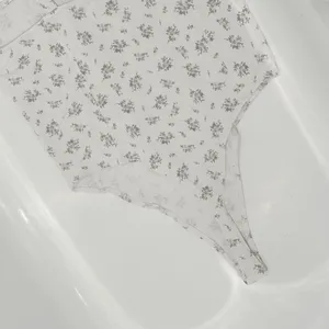 H&M Jersey Thong Bodysuit size Medium Print is lavender small flowers thumbnail 10