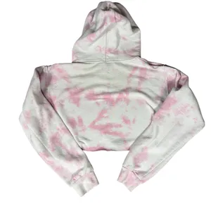 Artist Union Hoodie Womens Small Pink Tie Dye Cropped Raw Hem Long Sleeve thumbnail 12