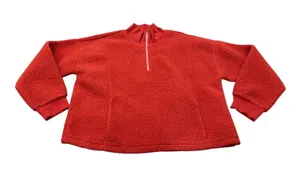 Banana Republic Women's Sherpa Pullover Fleece Jacket Size XL, Rust Red Orange thumbnail 1