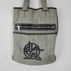 Diesel Women's Tote Gray OS Plaid Check Leather Trim Double Strap Shoulder Bag thumbnail 13